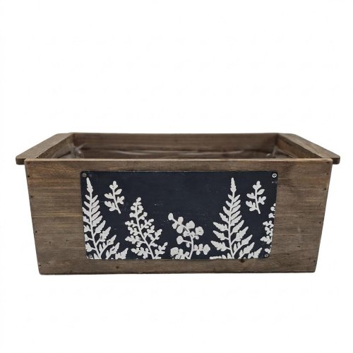 514fl/s debnička drevo listy l 35,5x16x13cm hnedá+modrá