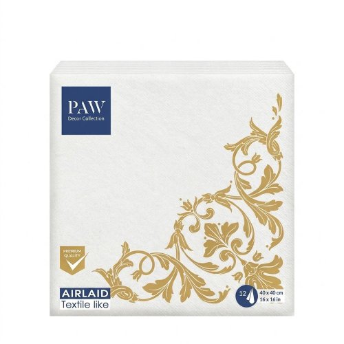 Aand124290 servítky  40x40cm/12ks airlaid motif gold-white