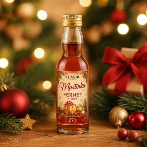 Vianočná mini fľaštička alkoholu 