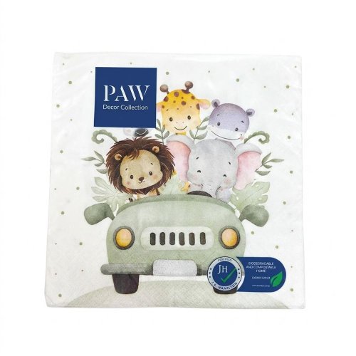 Sdl153900 servítky 33x33 cm/20ks/3vrst safari fun - Vianočné dekorácie a ozdoby