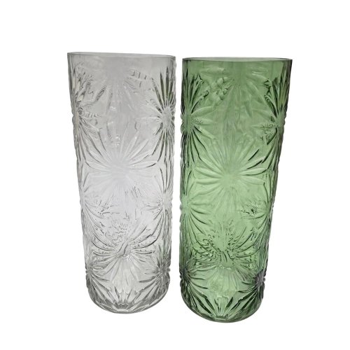 Váza sklo reliéfným vzorom v40/pr.15cm - Umelé kvety