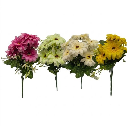 Kytica gerbera, zeleň mix/4f 27cm - Umelé kvety