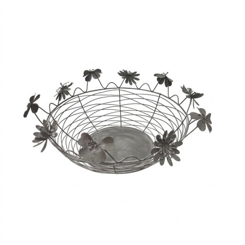 Košík kvety sivý plech 30*30*14cm - Veľkonočné ozdoby