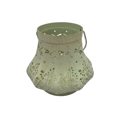 Svietnik vážka/kvety zelený plech 15*15*14,5cm - Veľkonočné ozdoby