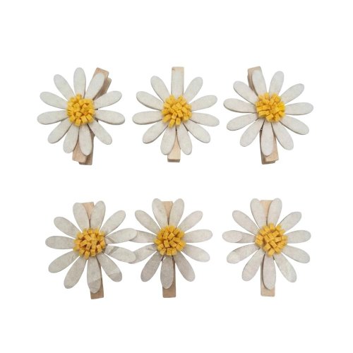 Štipec margarétka s/6 filc/drevo 4,8*4,8cm - Veľkonočné ozdoby
