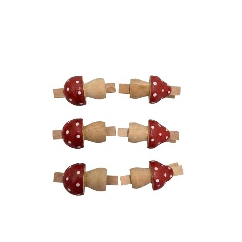 Štipec muchotrávka s/6 drevo 3*2,2*1cm - Veľkonočné ozdoby