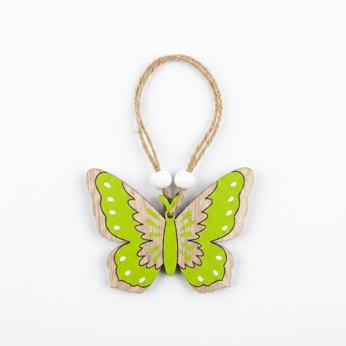 Záves motýľ zel/nat drevo s/2 8,5*6,2cm