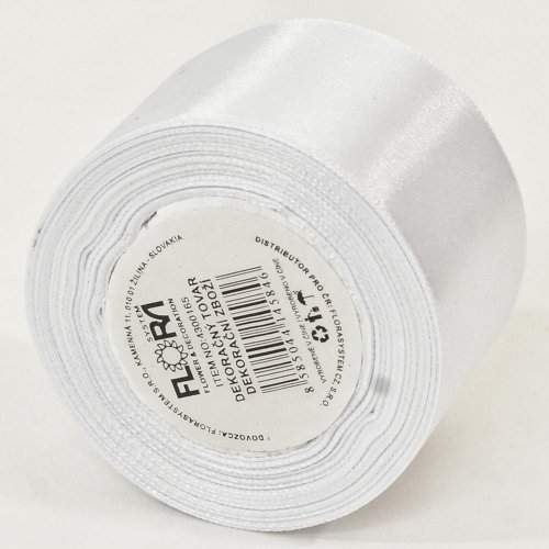 Saten stuha 38mm/10m farba 001 biela - Umelé kvety