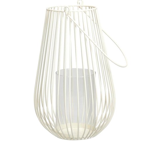 Lampáš kov biely/ sklenený vklad  21x21/v34,5cm - Lampáše