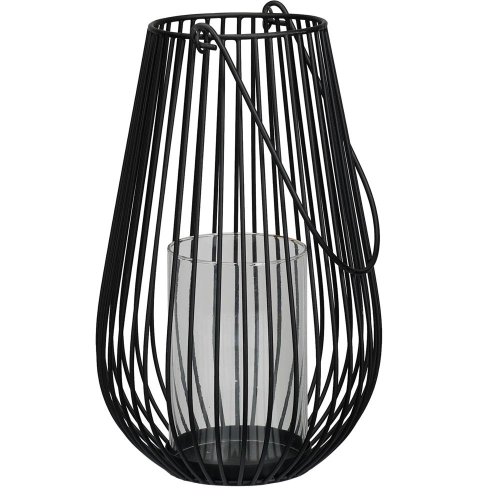 Lampáš kov čierny/ sklenený vklad 21x21/v34,5cm - Lampáše