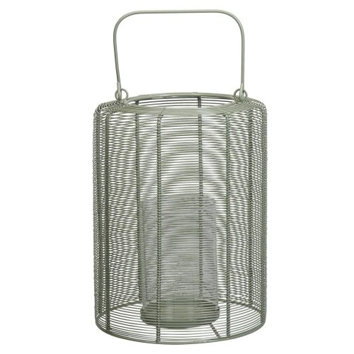 Lampáš kov olivovozelený/ sklenený vklad  23x23/v33cm - Lampáše
