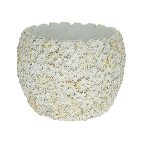 Obal kvietky cement 22,5x22,5x18cm sivo-žltý - Vianočné dekorácie a ozdoby