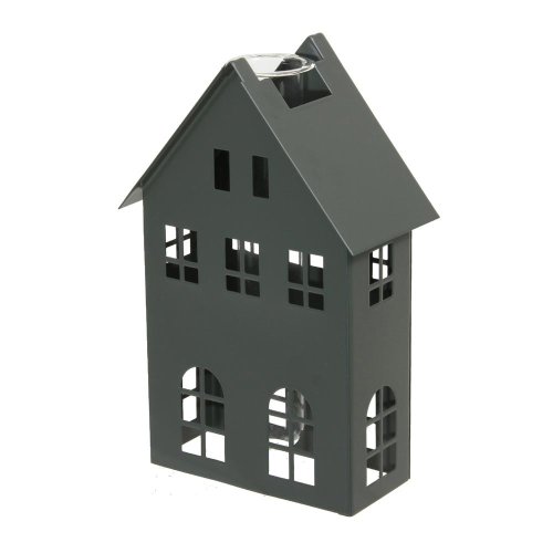 Domček kov s ampulkou tm.zelený 10x4x16cm - Jesenné dekorácie
