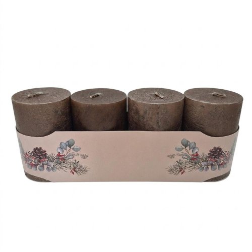 Valec 4-pack rustic met.hnedá - Vianočné dekorácie