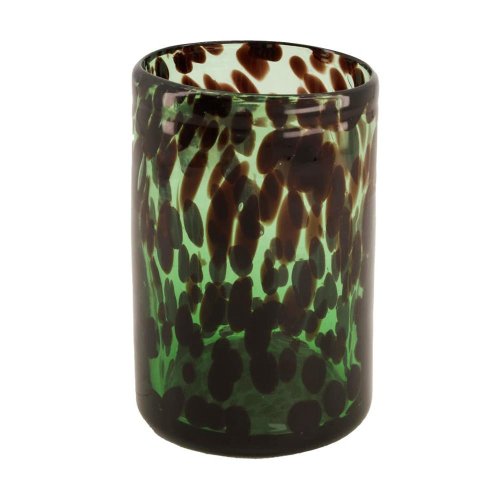 Váza valec sklo zeleno-hn. vzorovaná 10x15cm - Umelé kvety