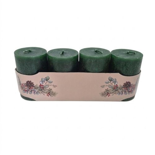 Valec 4-pack rustic met.zelený - Vianočné dekorácie