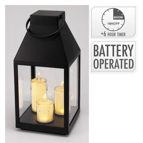 Lampáš čierny so sviečkami 25/35cm /timer - Lampáše