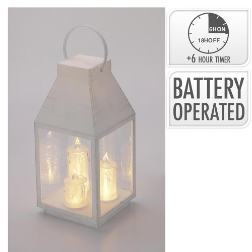 Led lampáš biely so sviečkami 25/35cm /timer - Lampáše