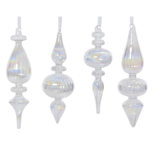 Ornament sklo transp.5,5x22cm 4ass