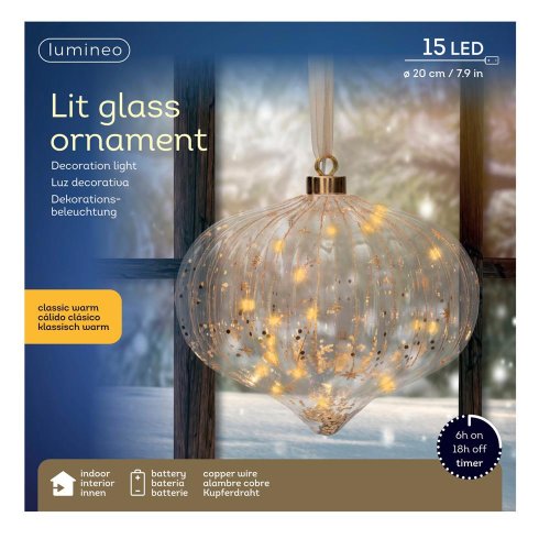Led guľa elipsa bater. 20x17,5cm - Vianočné osvetlenie