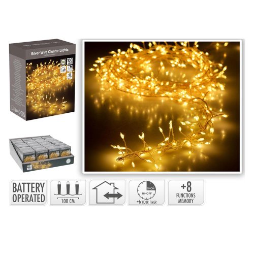 Led100 silver drôt ww/bat/iner,out/8funk/časovač/ - Vianočné osvetlenie