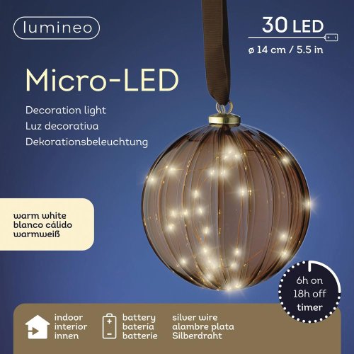 Led guľa záves bater. pr.14cm