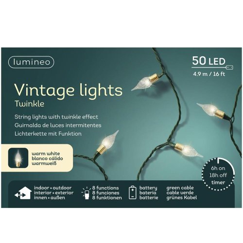 Led reťaz vian. bater. out/ww 4,9m - Vianočné osvetlenie