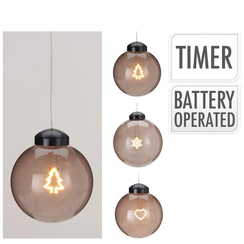 Sklenená led guľa, 15 cm, 3 druhy - Vianočné osvetlenie