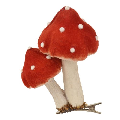Muchotrávky polyst štipec 5x7x9cm - Vianočné dekorácie a ozdoby