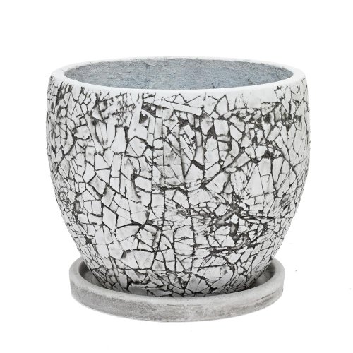 J100 kvetináč + miska okrúhly cylinder bie./šedá 30xh25cm s super cena
