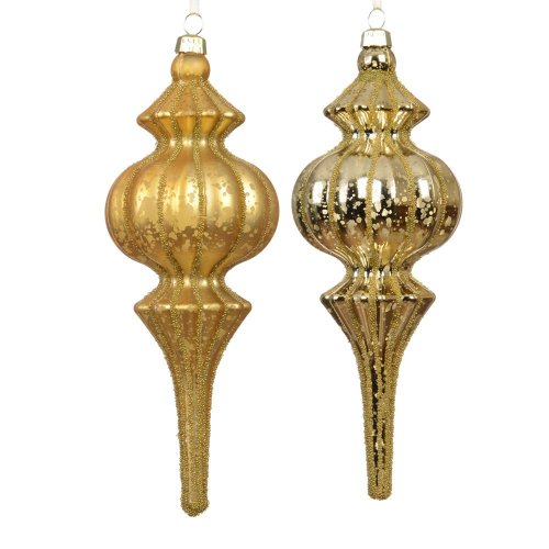 Ozdoba polyst.gliter zlatá pr.7cm/17cm 2ass