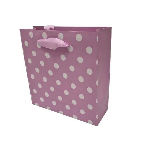 Agb017910 taška pap. darč 17x17+6cm dotsy check rosa