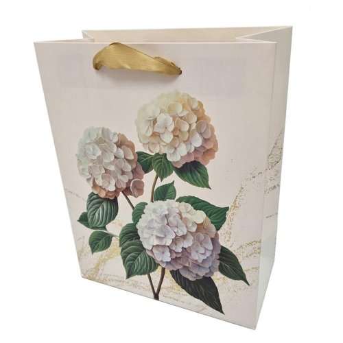 Agb1029303wk taška pap. darč v25x20+10cm romantic white hydrangeas - Aranžérsky materiál