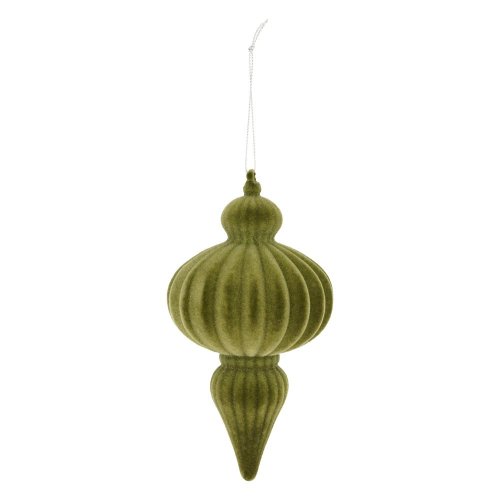 Záves ornament zamat plast 15cm zelený