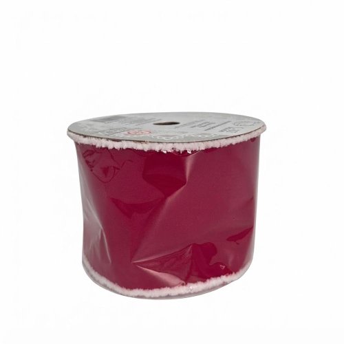 Stuha 10cm/10y zamat červený /biely lem