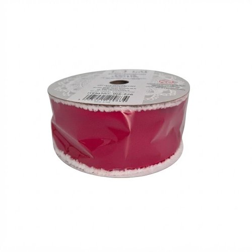 Stuha vian 6,3cm/10y zamat červený/biely lem