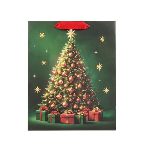 Agb2019503 taška darč. v25x20+10cm classic christmas tree - Veľkonočné ozdoby