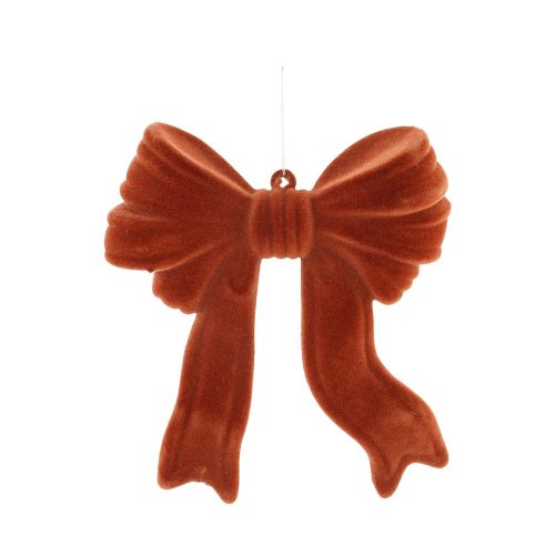 Záves mašľa zamat plast 33x28cm oranžová - Vianočné dekorácie a ozdoby