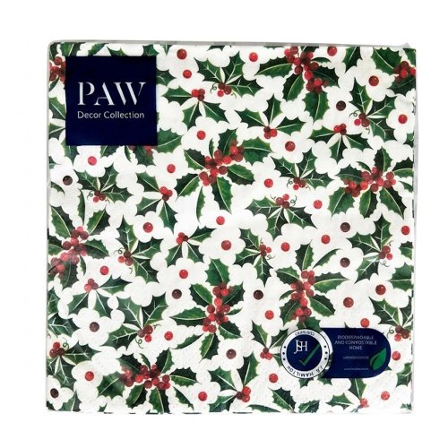 Sdl238800 servítky 33x33cm/20/3vrst. holly pattern - Aranžérsky materiál