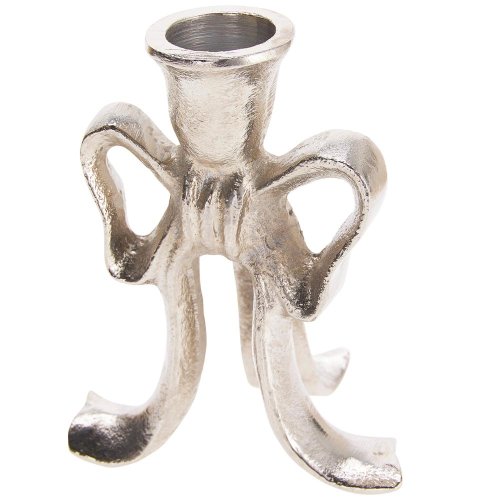 Svietnik s mašľou strieborný 11 cm - Vianočné dekorácie