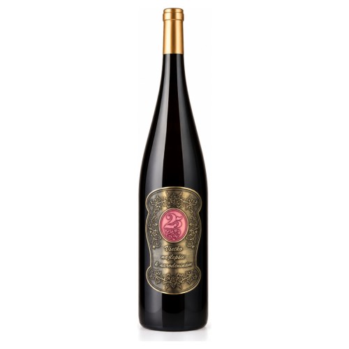 Darčekové víno 1,5 l s kovovou etiketou k 25. narodeninám