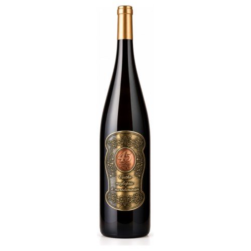 Darčekové víno 1,5 l s kovovou etiketou k 45. narodeninám