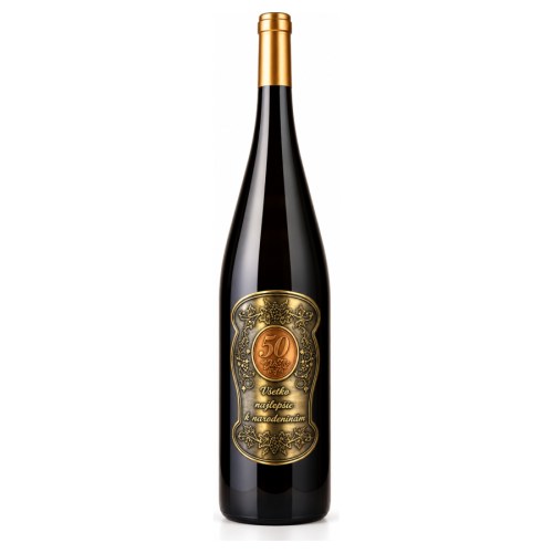 Darčekové víno 1,5 l s kovovou etiketou k 50. narodeninám