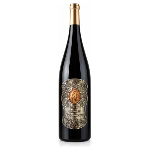 Darčekové víno 1,5 l s kovovou etiketou k 60. narodeninám