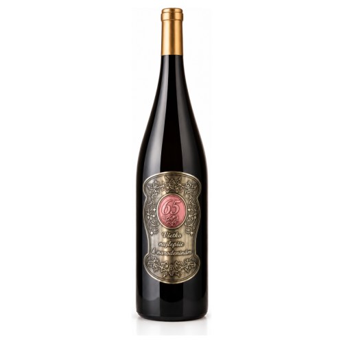 Darčekové víno 1,5 l s kovovou etiketou k 65. narodeninám