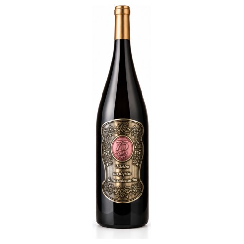 Darčekové víno 1,5 l s kovovou etiketou k 75. narodeninám