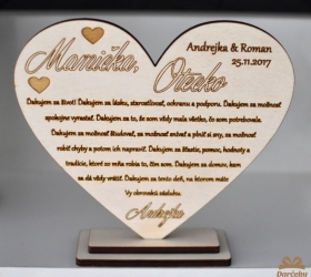 Drevený výsek *Poďakovanie rodičom - srdce