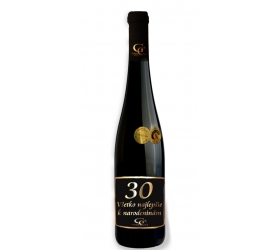 0,75 L Darčekové víno Červené Renana metalická  etiketa 30 rokov