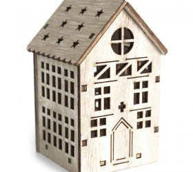 Stredný Drevený LED Svetlo Domček