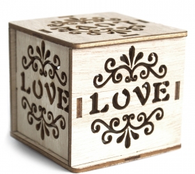 Drevená LED Svetlo Krabička - Láska